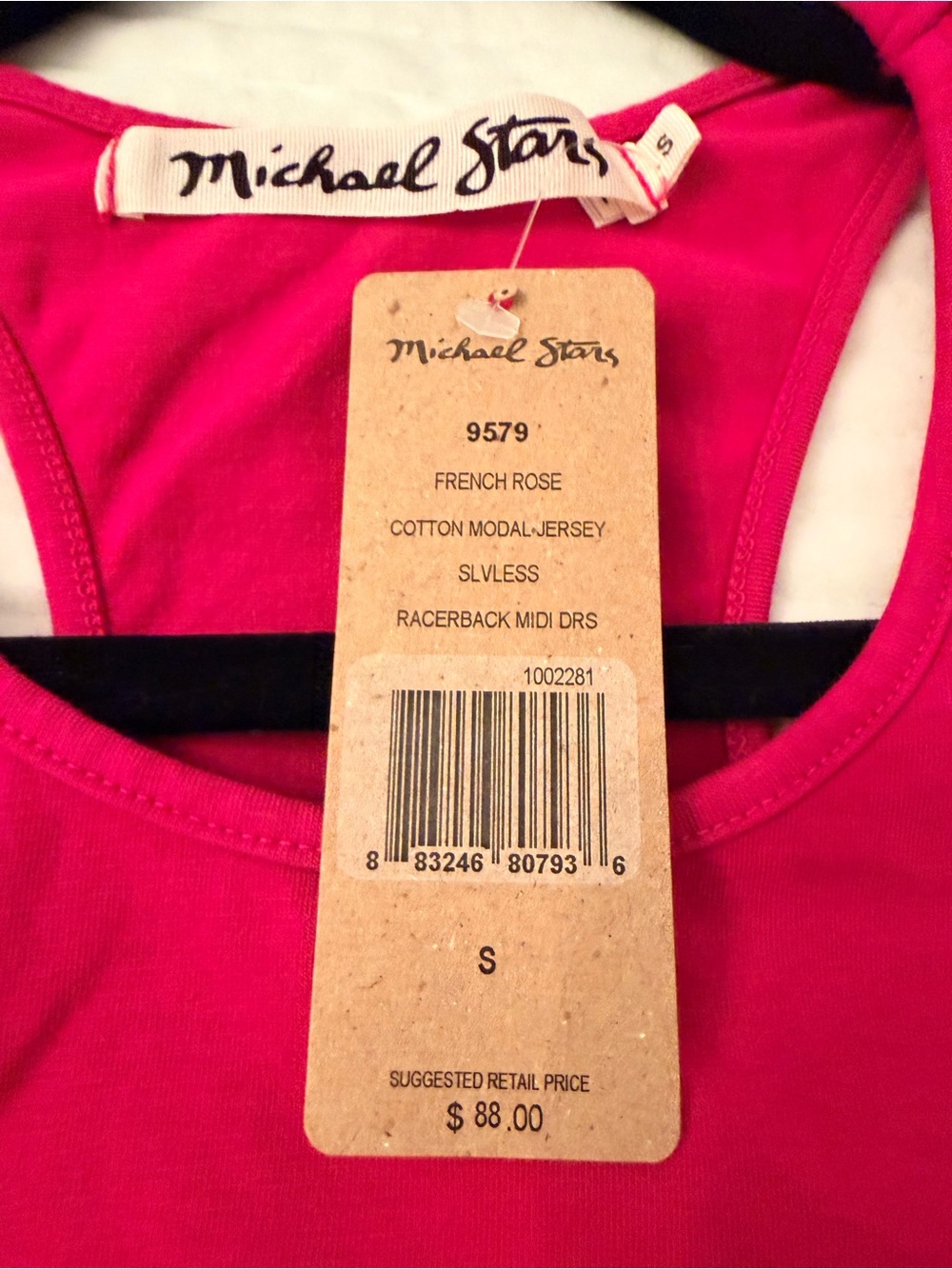 Michael Stars Hot Pink Racerback Ruched Tank - Picture 2 of 4